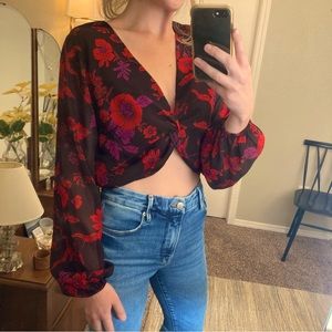 Sanctuary Long Sleeve Floral Crop Top